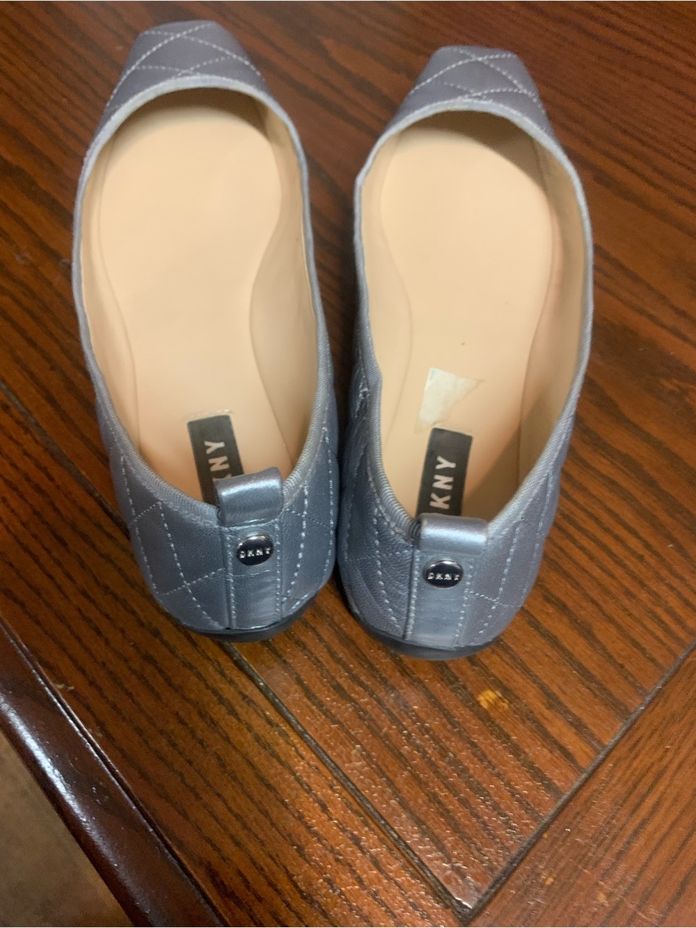 DKNY Quilted Silver-Gray Ballet Flats - Picture 2 of 5
